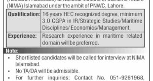 PN WAR College Jobs in Lahore